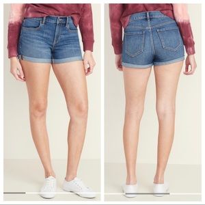 NWT H&M Medium Wash Cuffed Denim Jean Shorts Sz 6